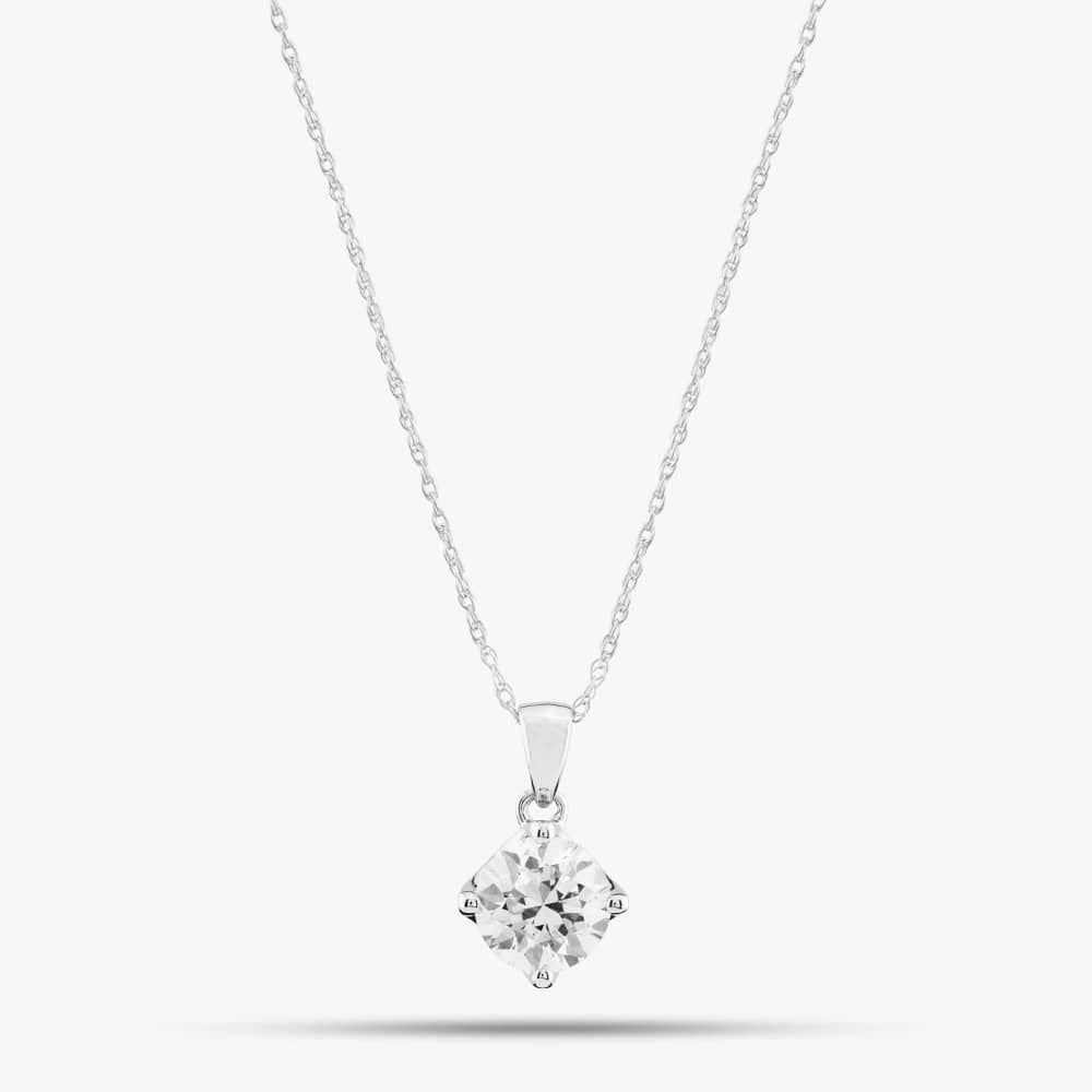 T.H.Baker T.H.Baker Women's 9ct White Gold Certificated Laboratory-Grown 1.00ct Brilliant Cut Diamond Pendant Necklace LGP3119-100AN (WG) - 1