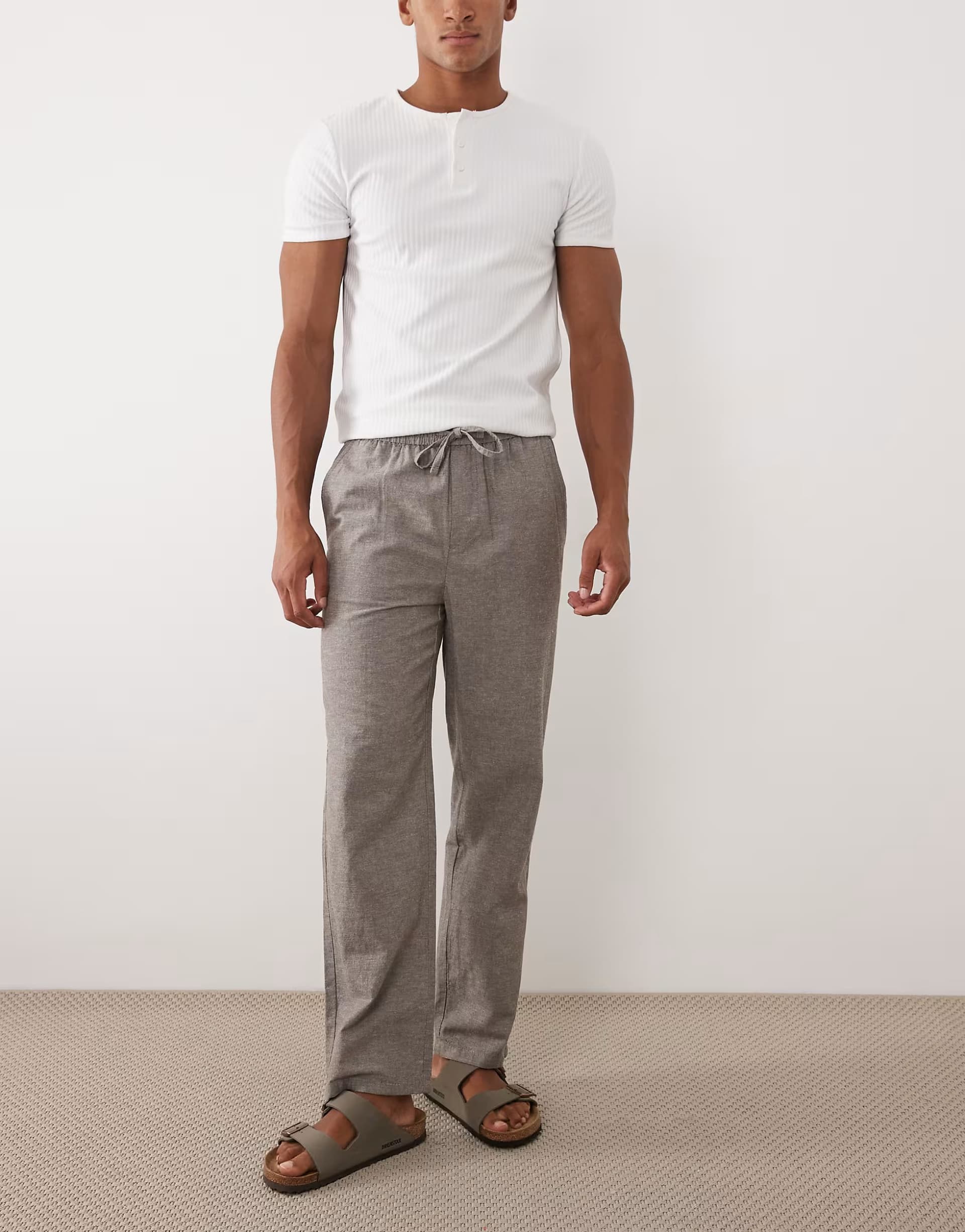 ASOS ONLY & SONS linen mix loose fit trouser in light brown