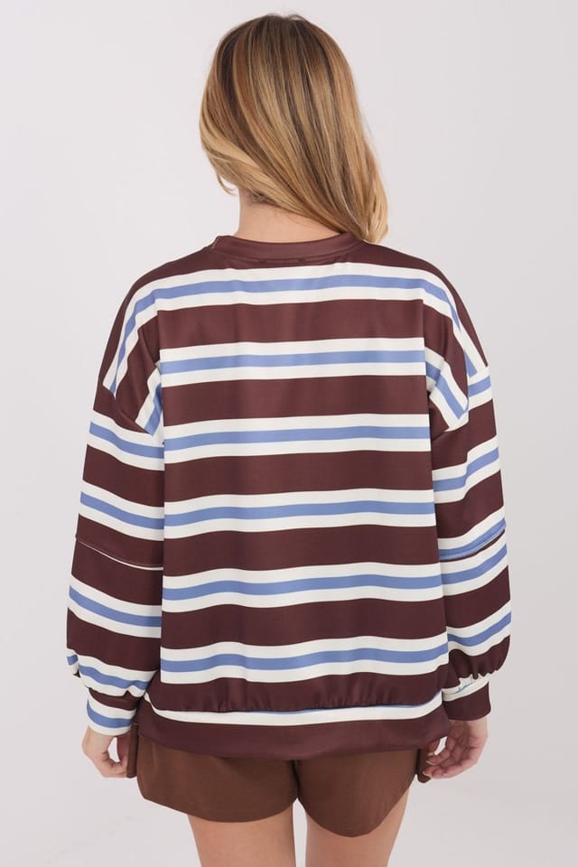 Love Lace Love Lace Women's Striped Viscose Elastane Sweatshirt with Patch in Brown - 3