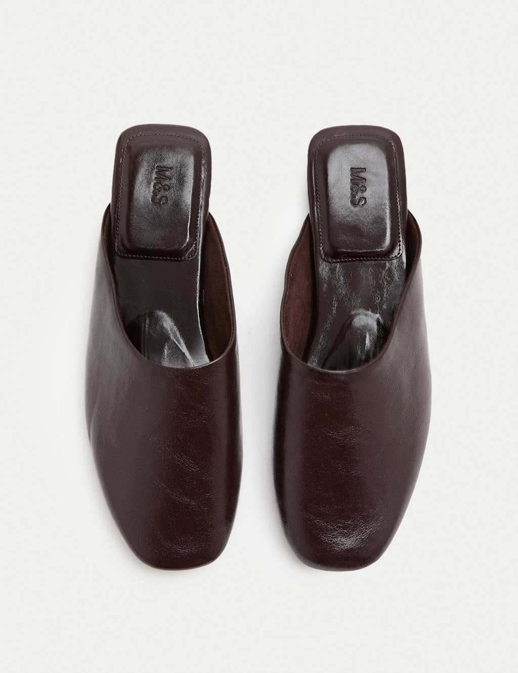Marks & Spencer M&S Slip On Flat Square Toe Mules Burgundy