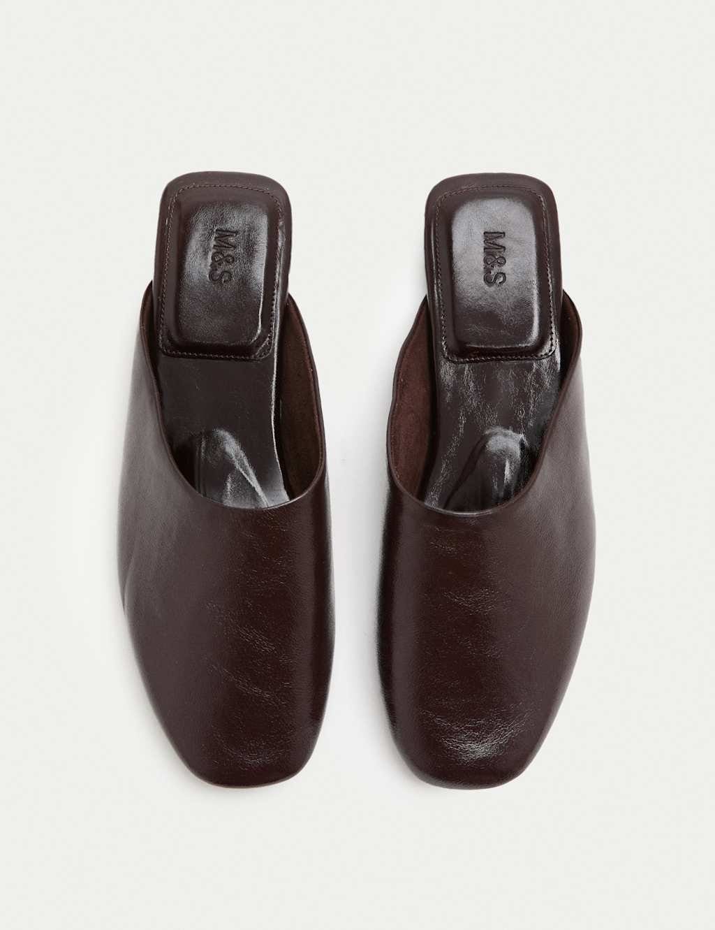 Marks & Spencer M&S Slip On Flat Square Toe Mules Burgundy - 1