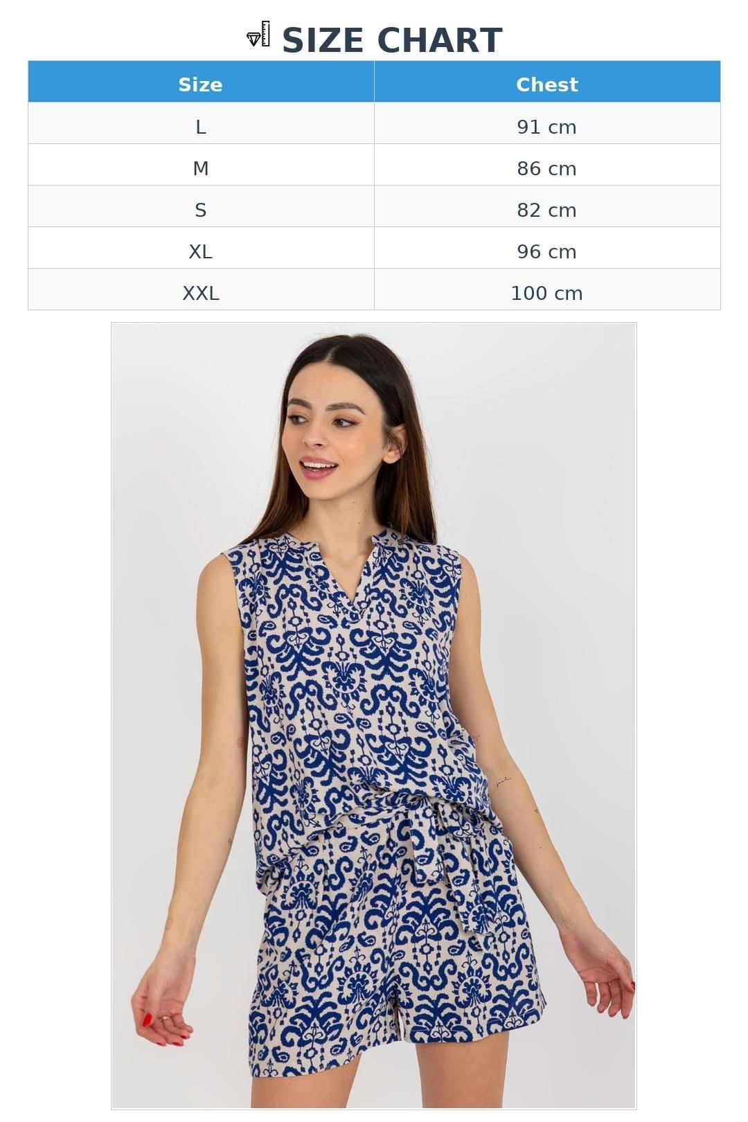 Love Lace Love Lace Women's Sleeveless Heart Neck Pattern Blouse in Blue - 4