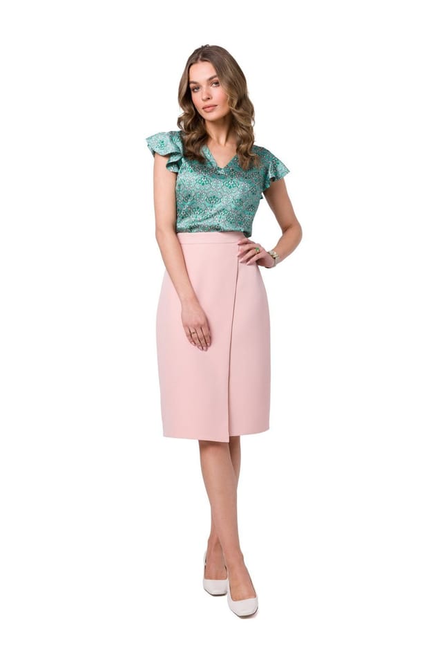 Love Lace Love Lace Women's Asymmetrical Double Front A Line Lined Skirt in Pink - 2