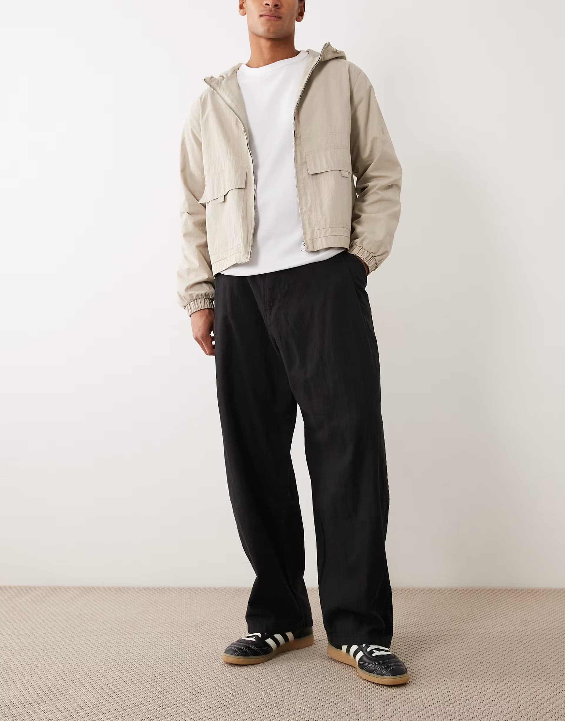 ASOS Bershka Super baggy trousers linen blend in black - BLACK