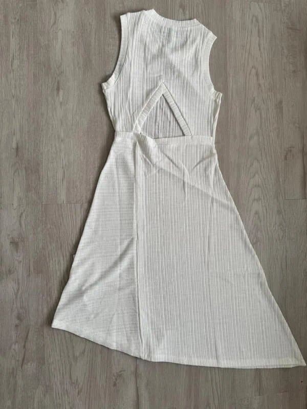 ASOS Asos Design Textured Sleeveless Seam Detail Midi Dress in Ivory