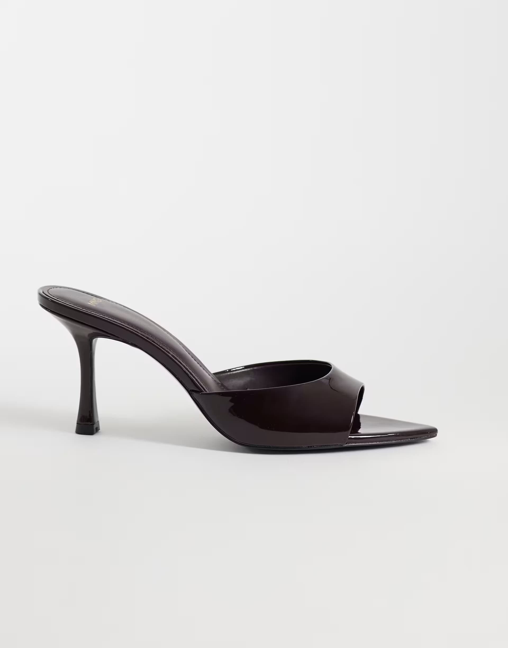 ASOS Mango high heeled mule in burgundy 