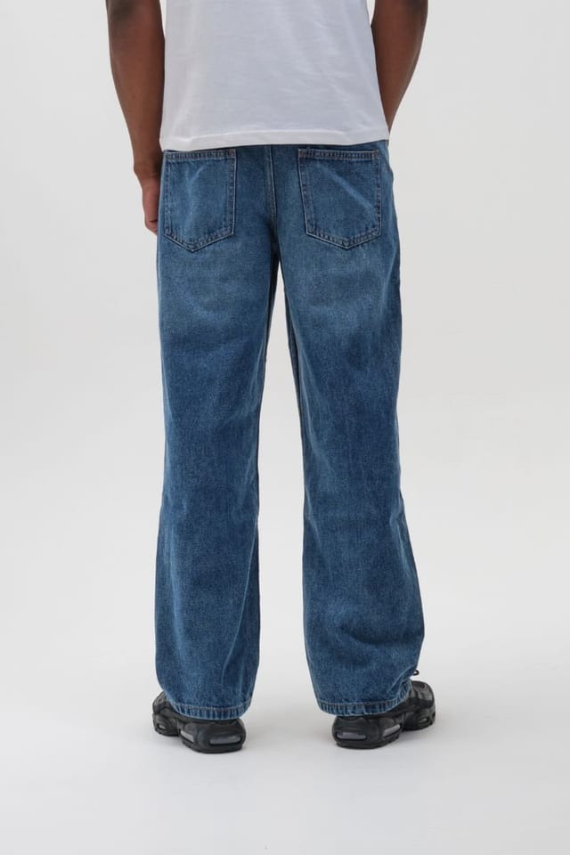 BCouture BCouture Men's Loose Fit Rigid Denim Jeans in Mid Blue - 3