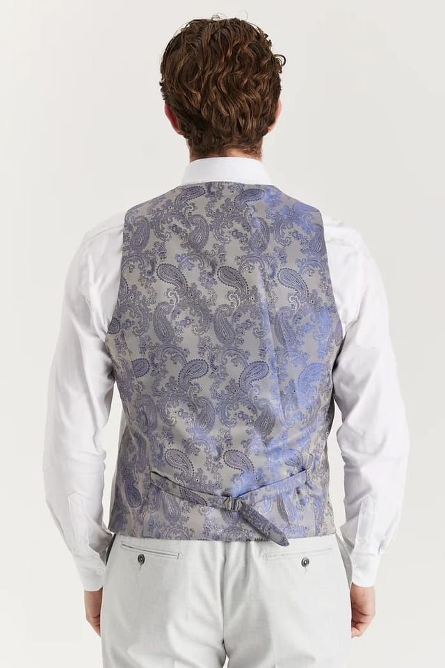 Paul Andrew Paul Andrew Men's Belmont Waistcoat Tailored Fit Summer Vest in Silver - 2