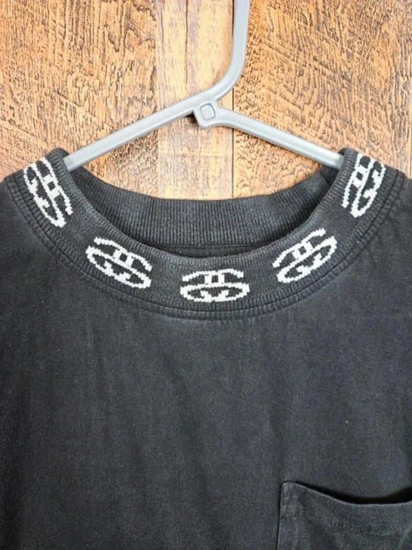 Stüssy Stüssy – Black Knit Collar Pocket Tee – Y2K Skate Style – Men’s M