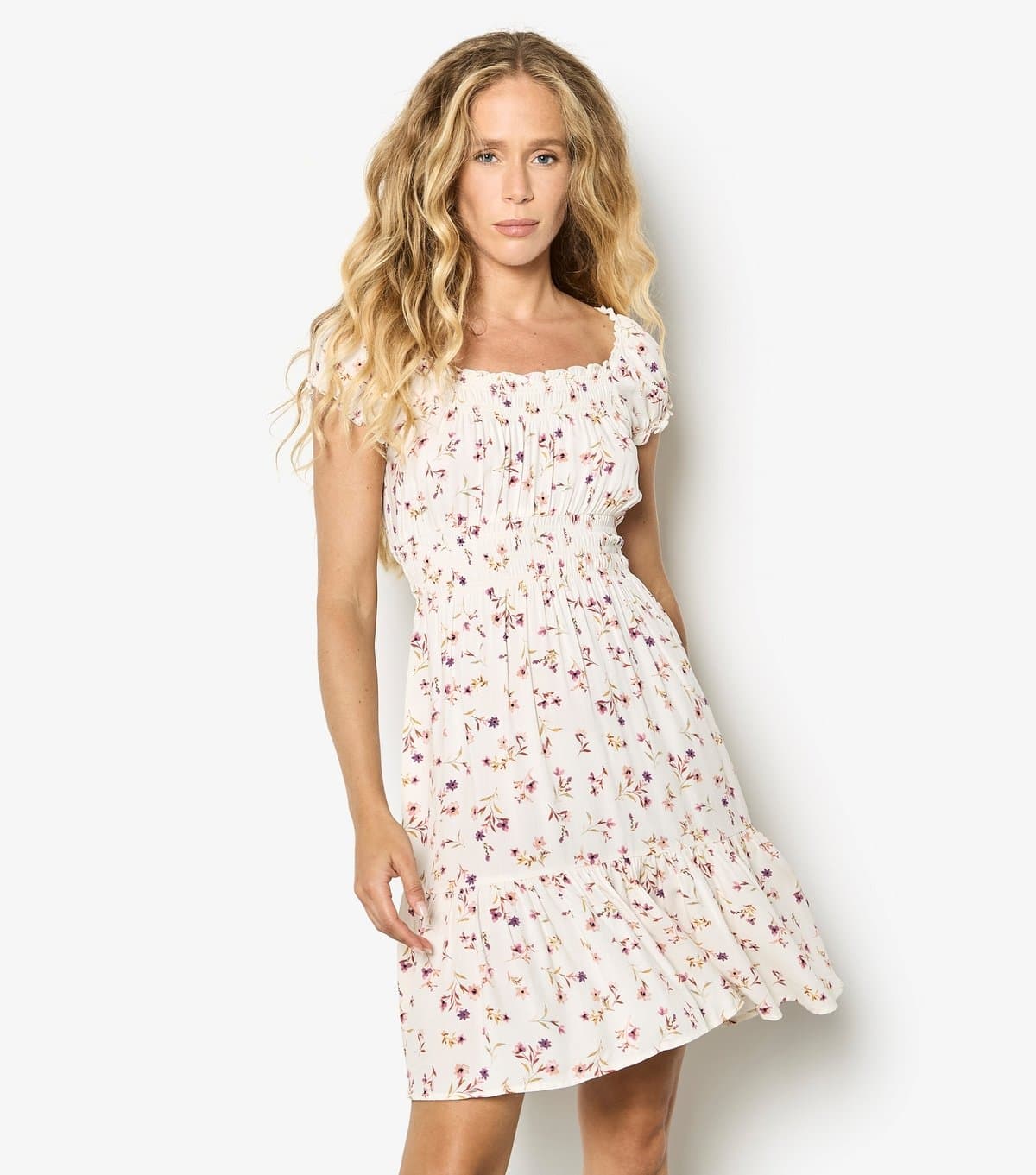 Apricot Women's Cream Floral Print Milkmaid Mini Dress Apricot New Look