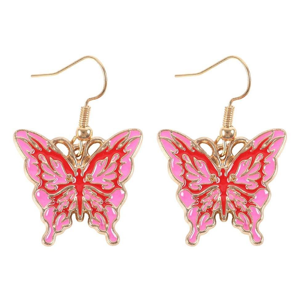 Something Different Something Different Men's Butterfly Dangle Earrings in Pink - 1