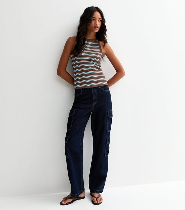 New Look Women's Brown Striped Racer Back Vest New Look - 3