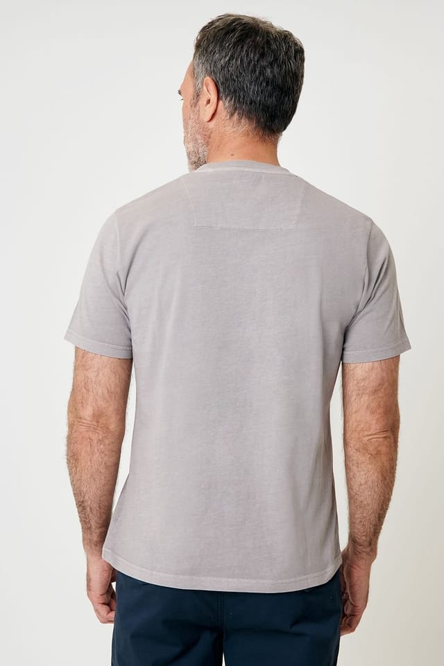 Saltwell Saltwell Men's Garment Dye Cotton Jersey Crew Neck T-Shirt in Taupe - 2