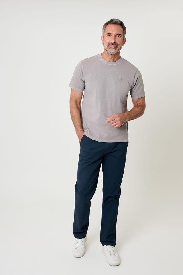 Saltwell Saltwell Men's Garment Dye Cotton Jersey Crew Neck T-Shirt in Taupe - 3