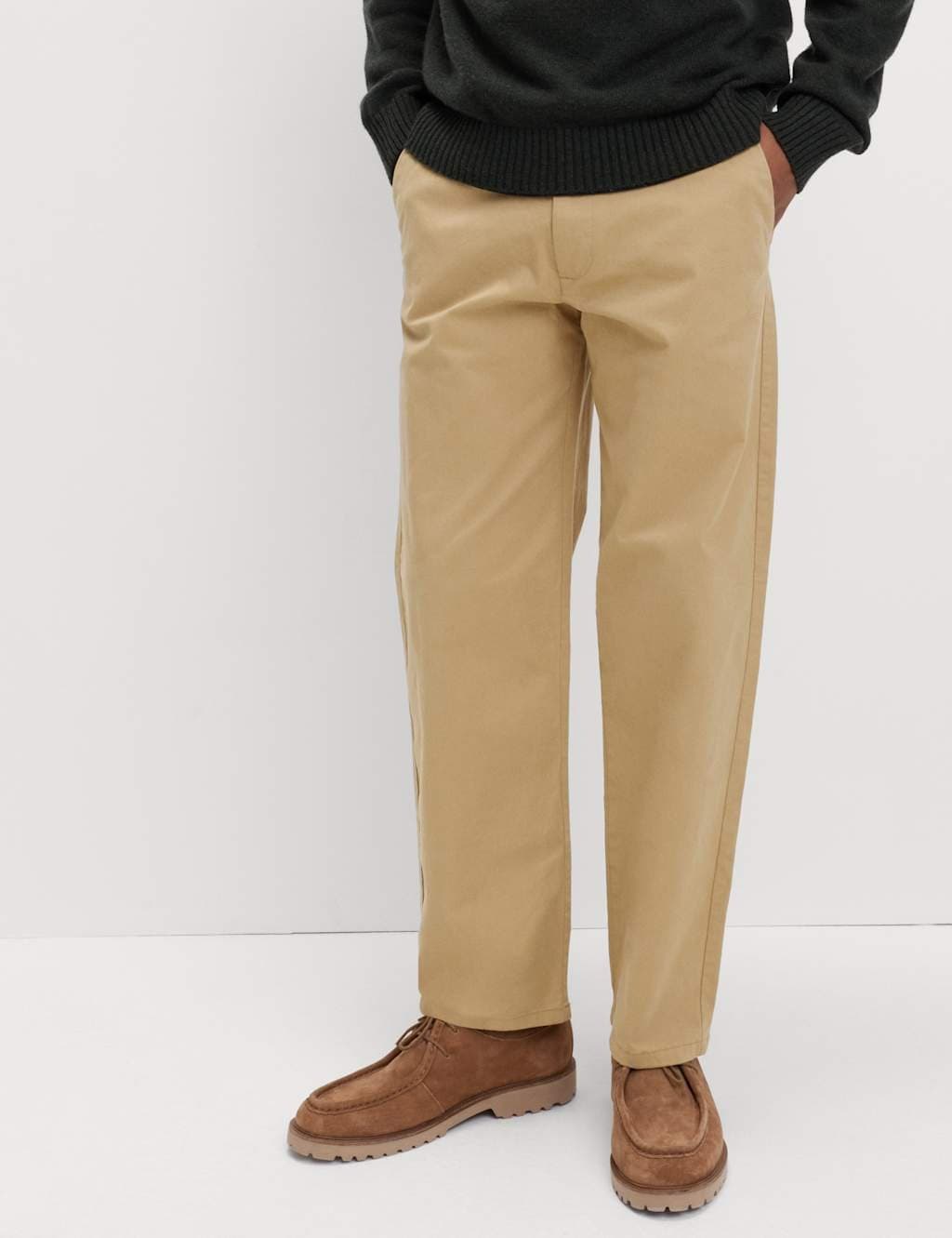 Marks & Spencer M&S Loose Fit Stretch Chinos Sand