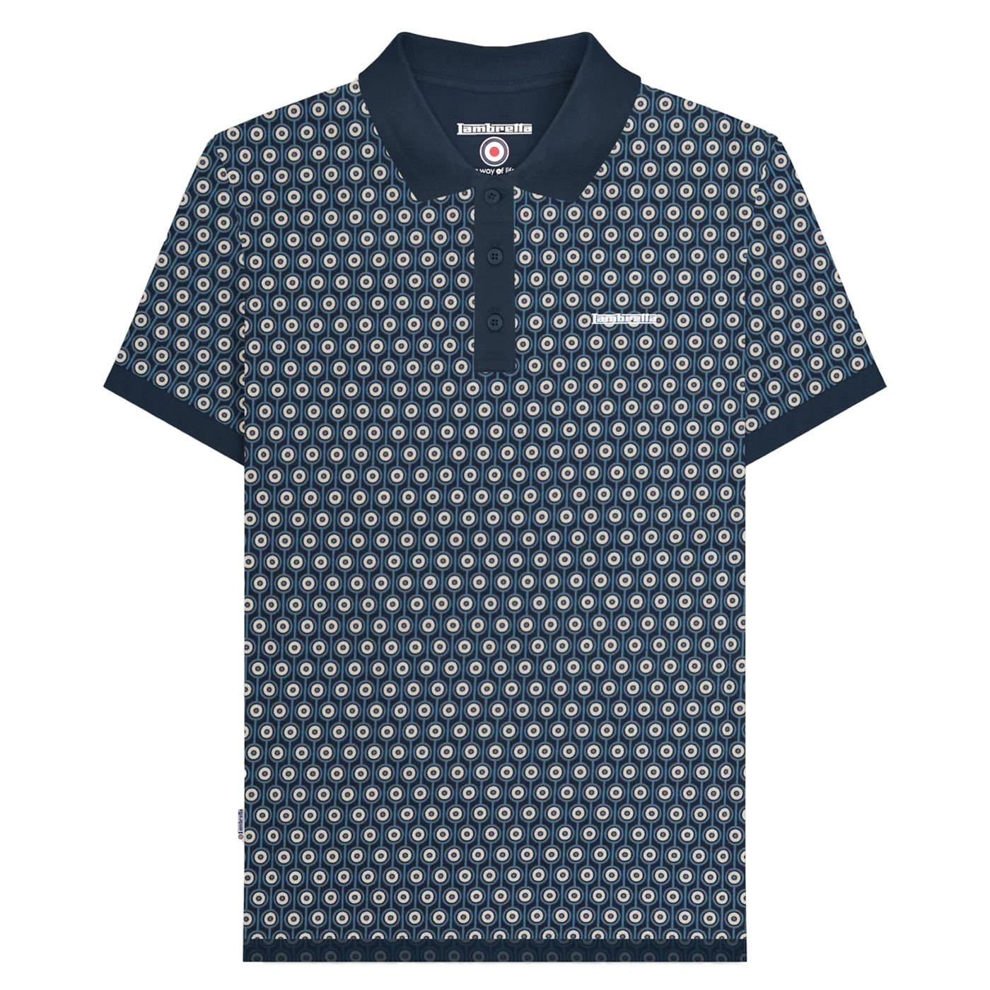 Lambretta Lambretta Men's Roundel Geometric Big & Tall Polo Shirt in Navy