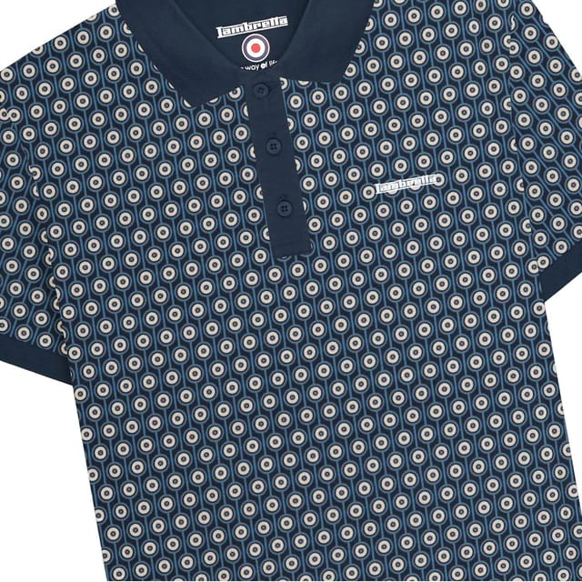 Lambretta Lambretta Men's Roundel Geometric Big & Tall Polo Shirt in Navy - 3