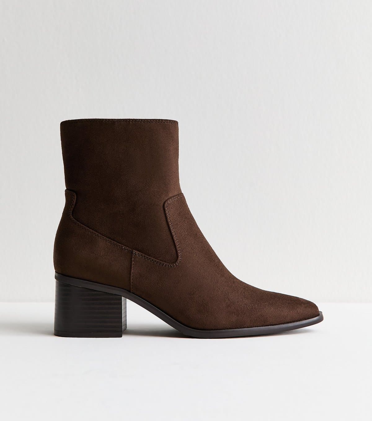 New Look New Look Brown Faux Suede Block Heel Ankle Boots