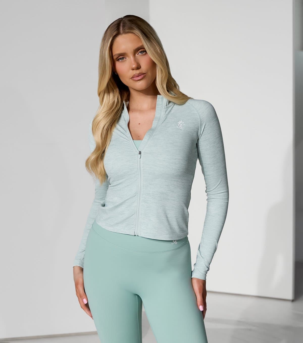 Gym King Women's Green 365 Logo Embroidered Zip Up Top Gym King New Look