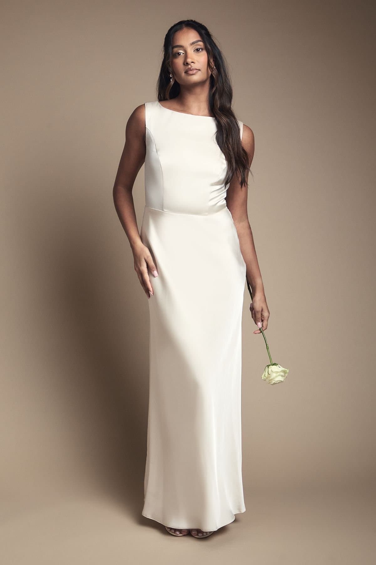 Coast Coast Women's Sleeveless Satin Bridesmaid Dress in Champagne