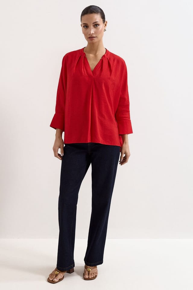 Phase Eight Phase Eight Women's Cynthia V-Neck Blouse in Red - 3