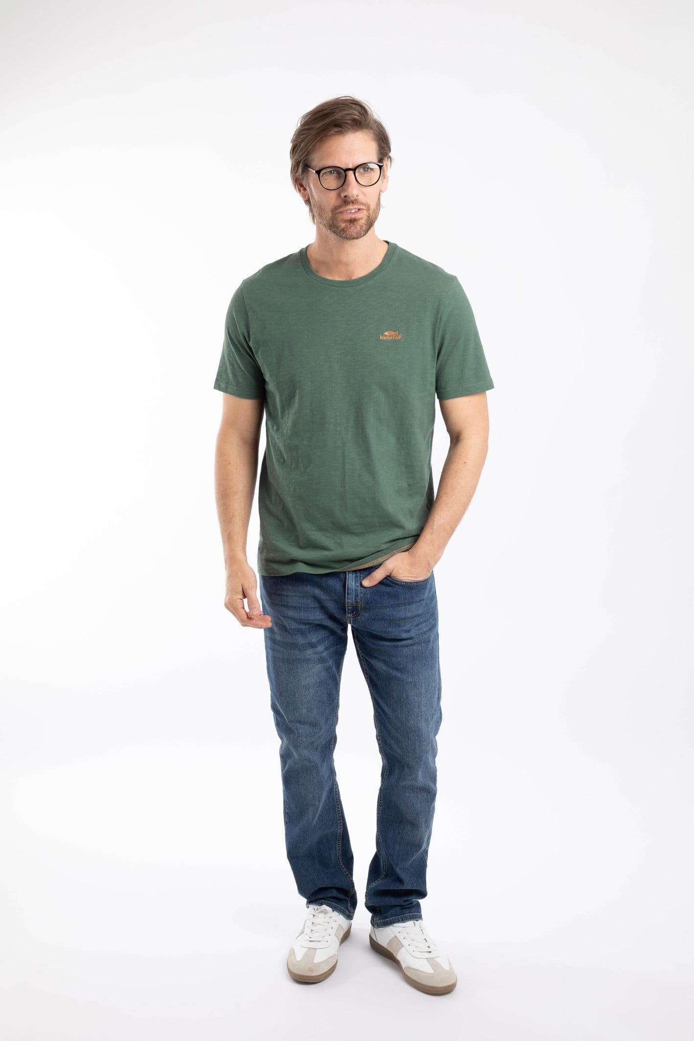 Weird Fish Weird Fish Men's Fished Branded T-Shirt in Bottle Green - 4