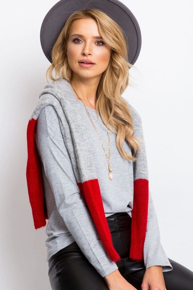 Love Lace Love Lace Women's Simple Cut Long Sleeve Blouse for Styling in Grey - 2