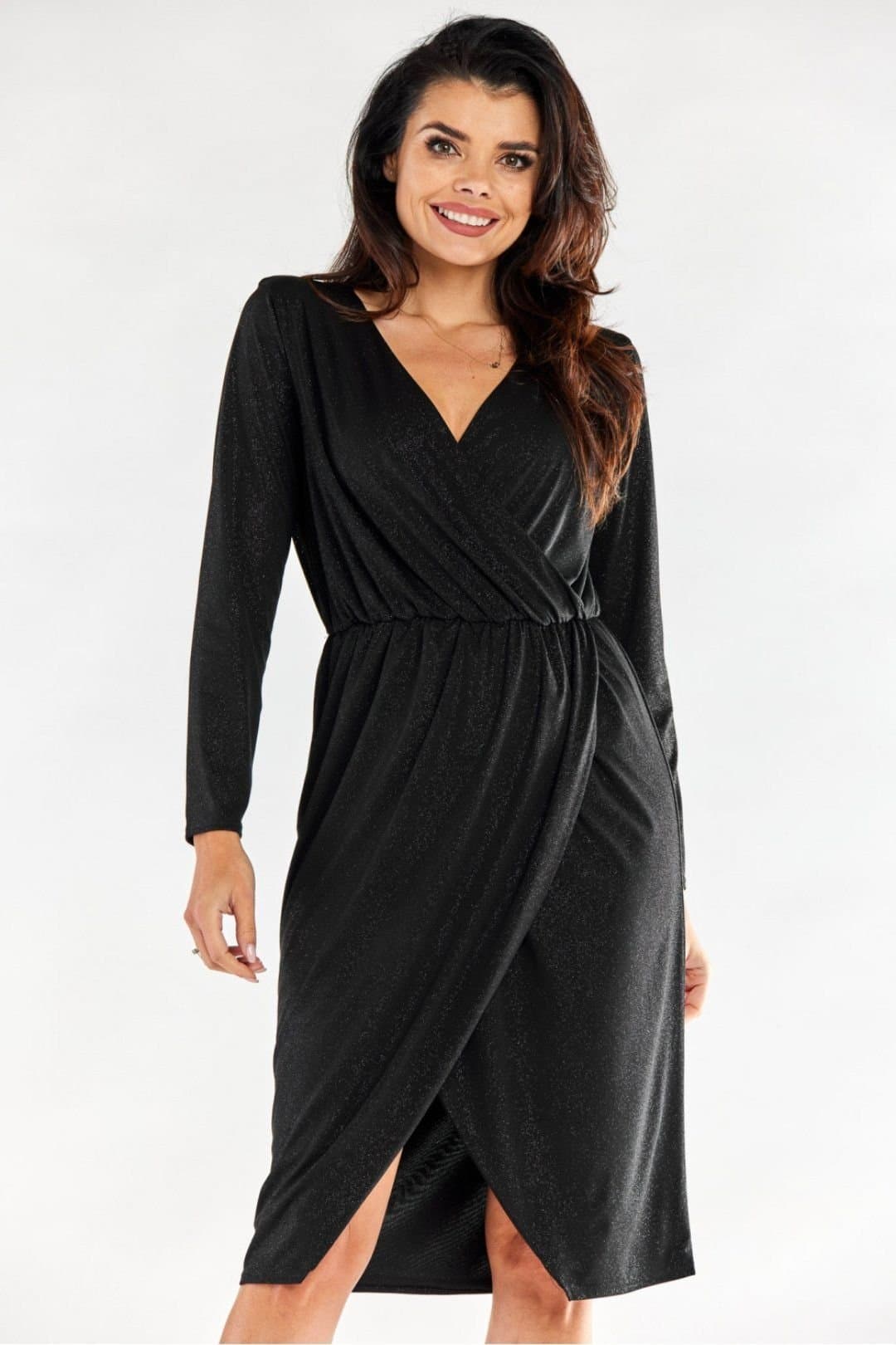 Love Lace Love Lace Women's Envelope Evening Dress with Elastic Waist in Black