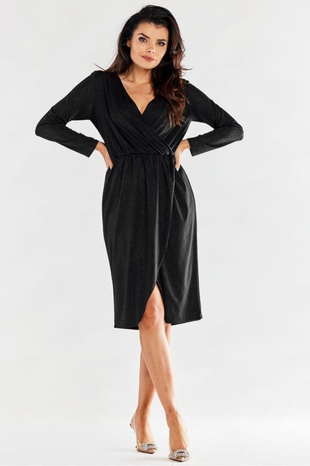 Love Lace Love Lace Women's Envelope Evening Dress with Elastic Waist in Black - 2