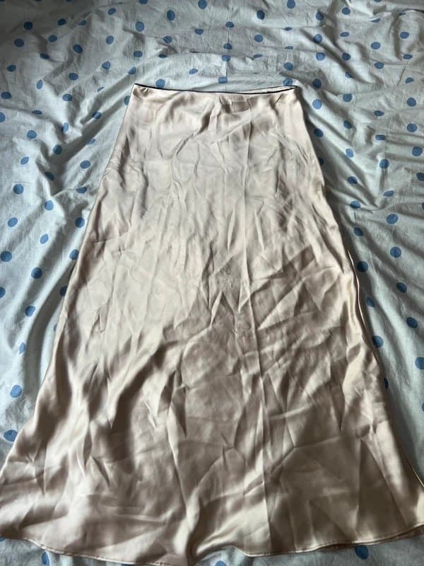 New Look New Look cream silk style black trim maxi skirt