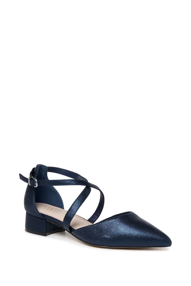 Paradox London Paradox London Women's Fabienne' Wide Fit Block Heel Open Court Shoes in Navy - 3