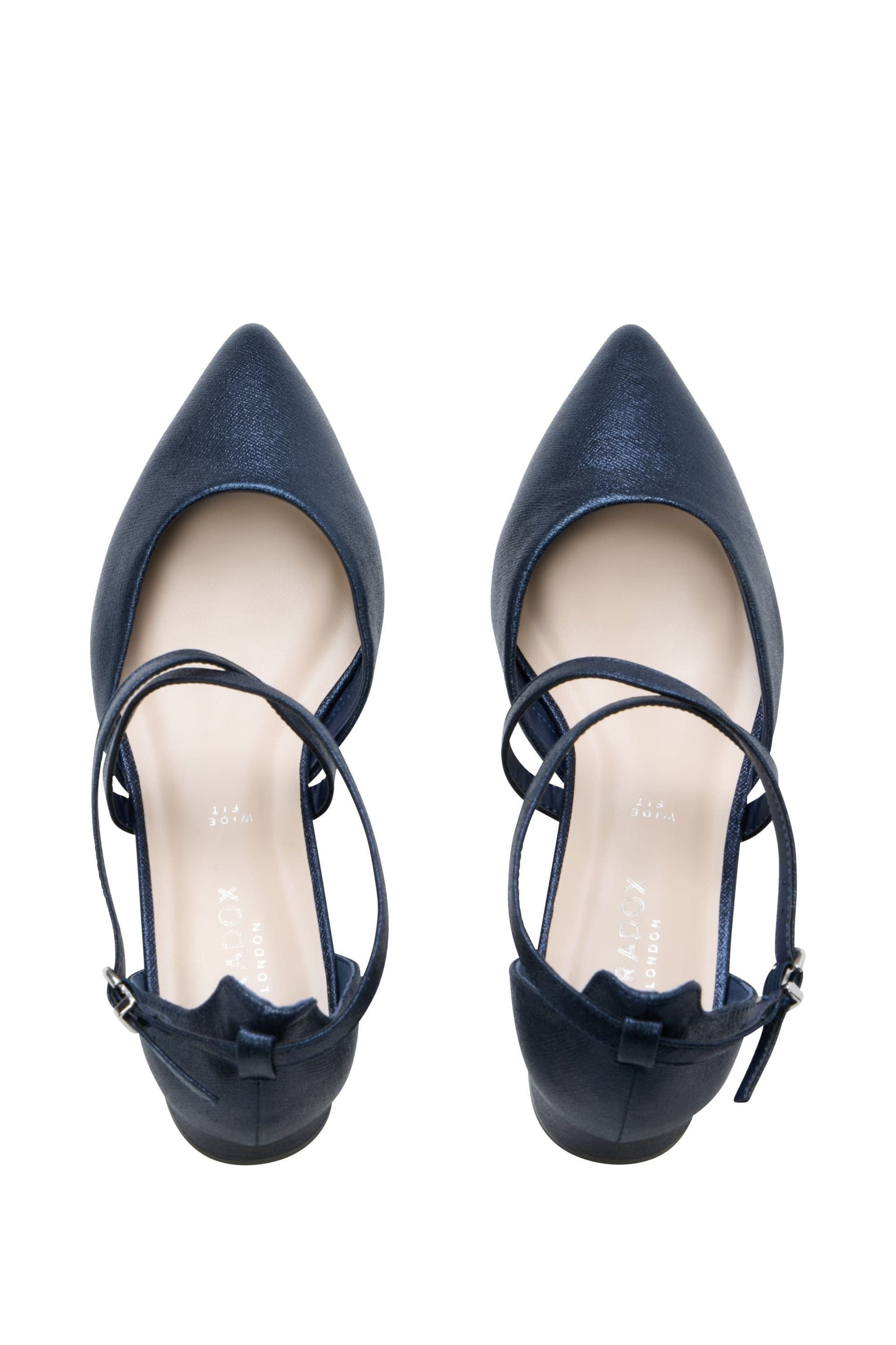 Paradox London Paradox London Women's Fabienne' Wide Fit Block Heel Open Court Shoes in Navy - 4