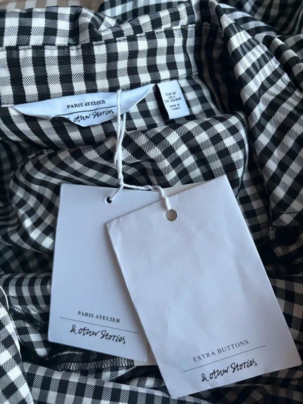 & Other Stories & other stories black white gingham shirt mini dress size 8