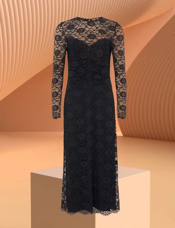 Mint Velvet New Mint velvet Lace Ruched Midi Dress (RRP£119) UK 6