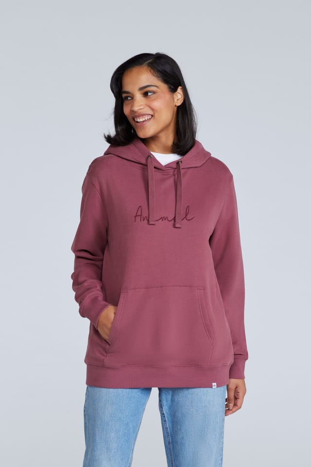 Animal Animal Women's Maya Hoodie Sweatshirt Gym Training Cotton Pullover in Burgundy - 2