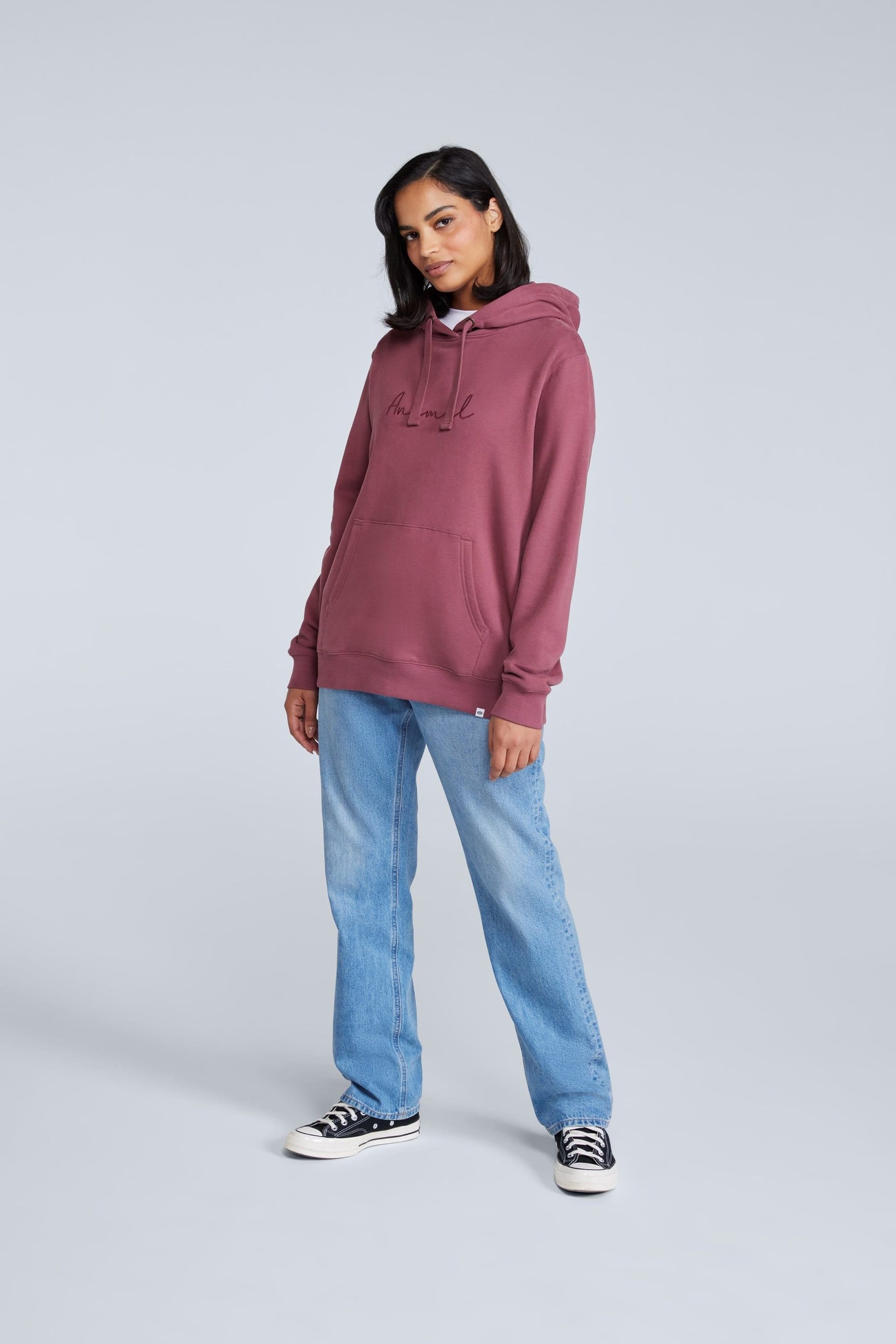 Animal Animal Women's Maya Hoodie Sweatshirt Gym Training Cotton Pullover in Burgundy - 4