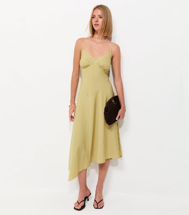 New Look Women's Green Asymmetric Hem V-Neck Midi Dress New Look - 3