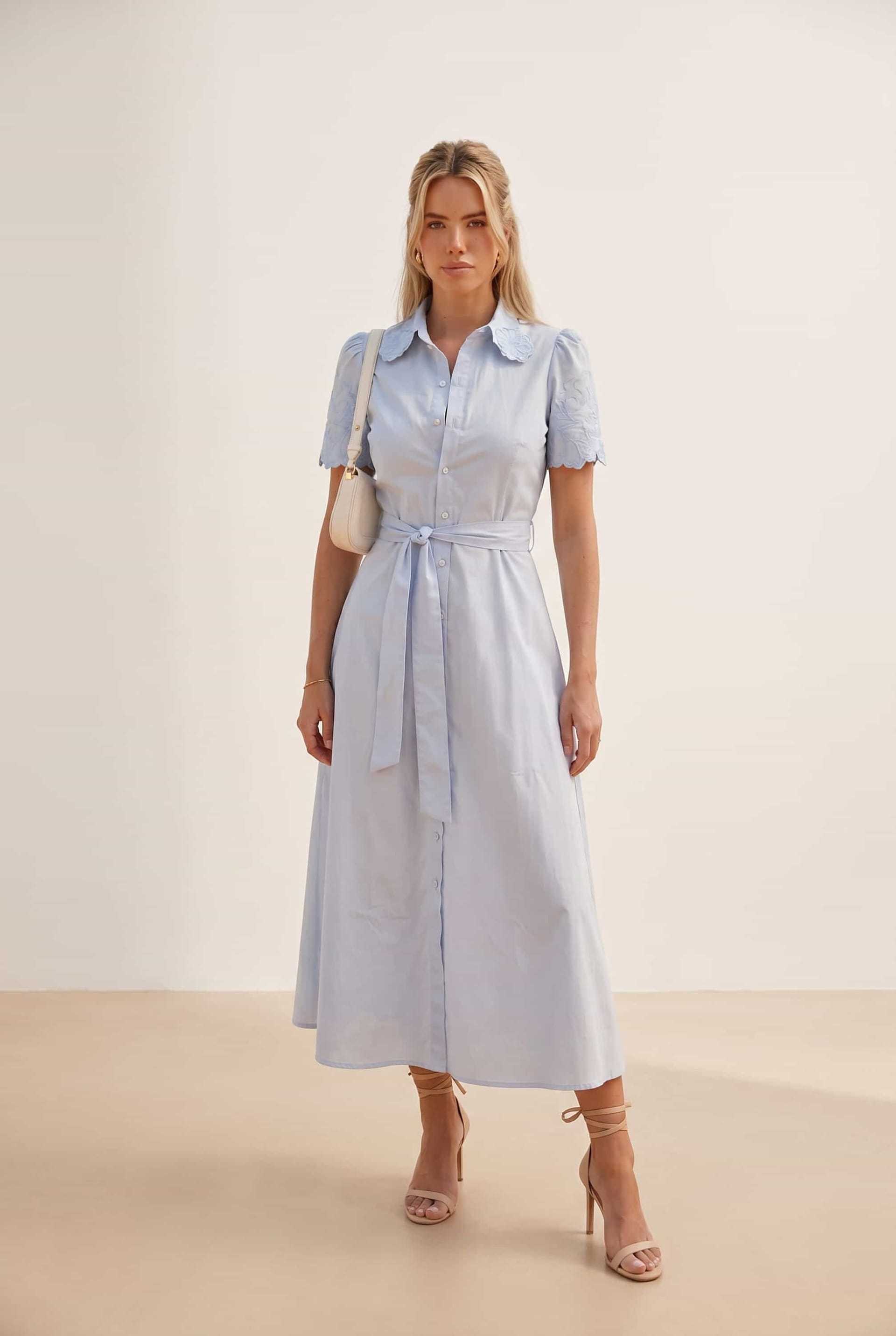 Style Cheat Style Cheat Women's Laser Cut Shirt Dress in blue - 4