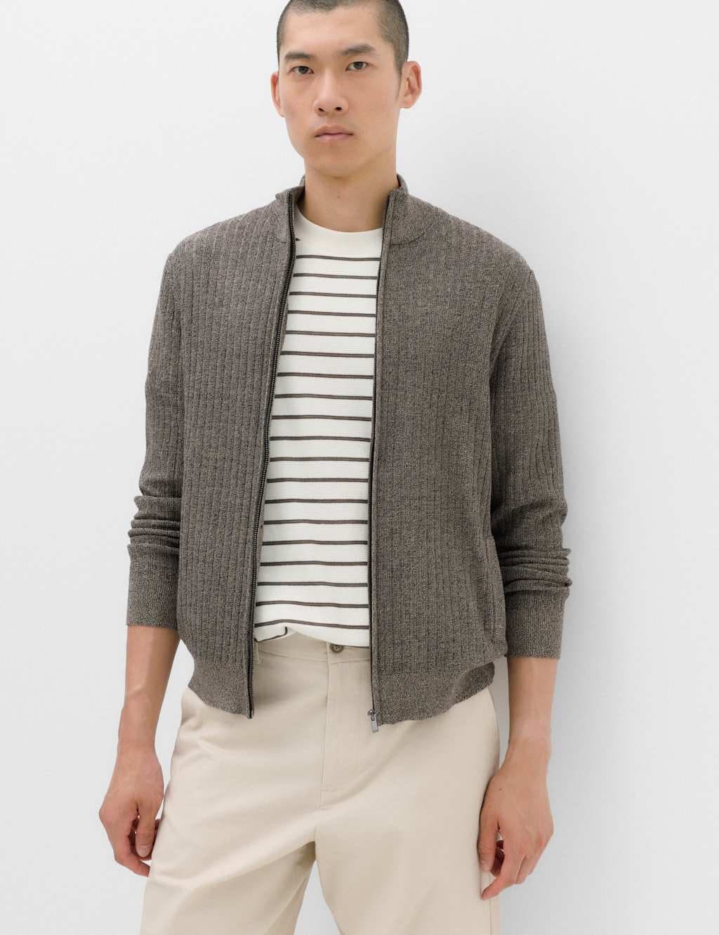 Marks & Spencer M&S Cotton Rich Smart Funnel Neck Jumper Neutral