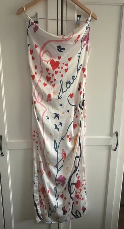 Never Fully Dressed Beautiful Never Fully Dressed strap white dress with love details size 10