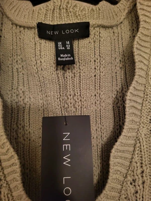 New Look Sage green crochet waistcoat style top