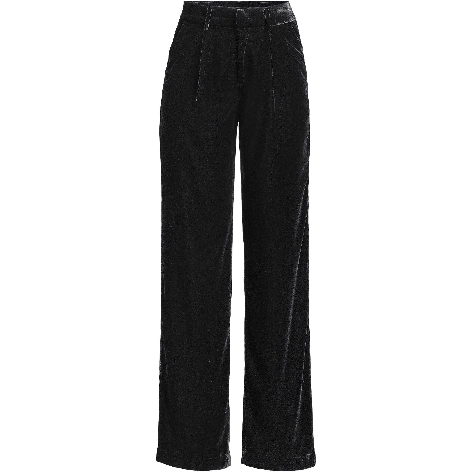 lands end Lands' End Women's Wide Leg Velvet Trousers in Black - 3