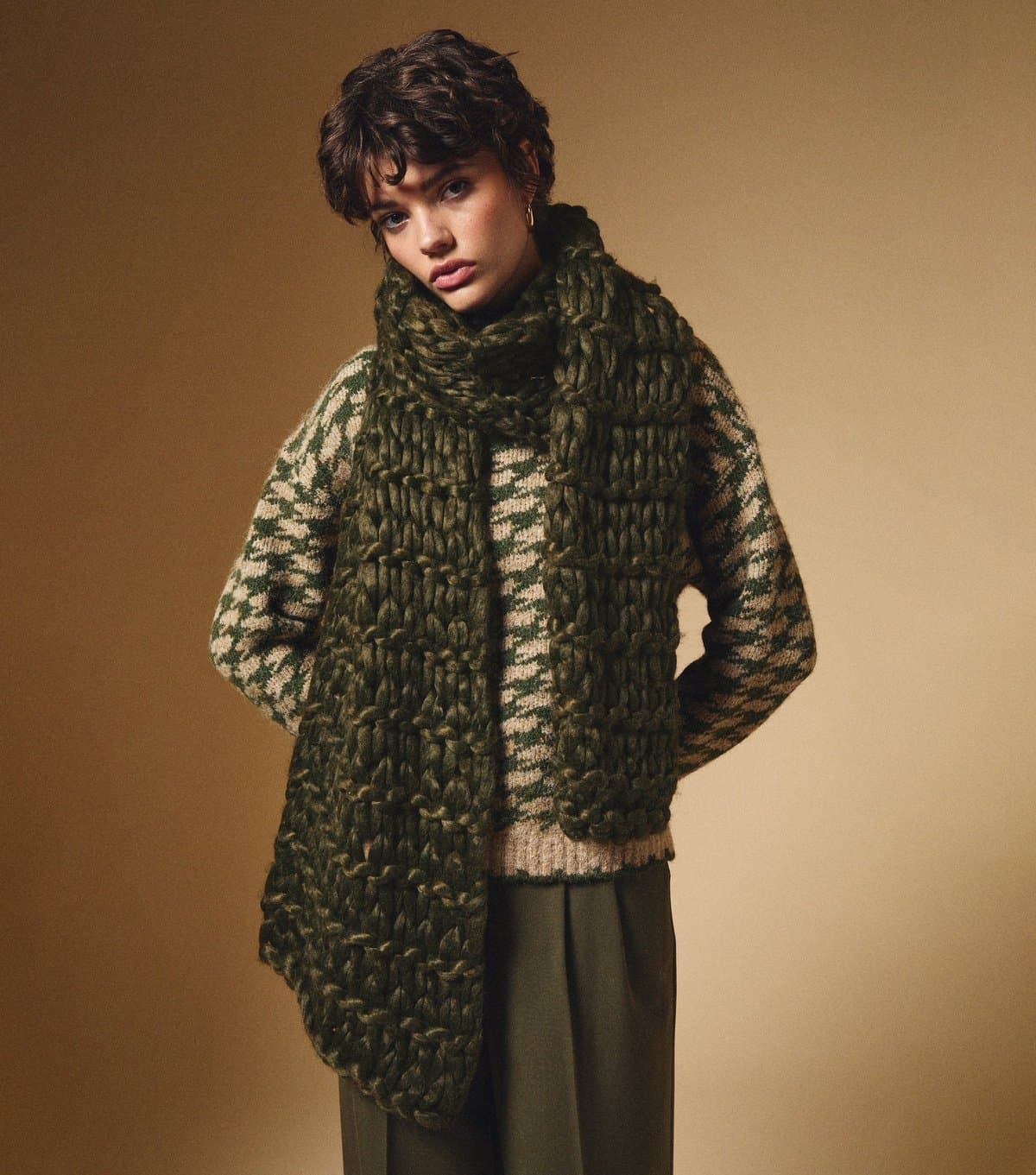 New Look New Look Khaki Chunky Oversized Knit Scarf