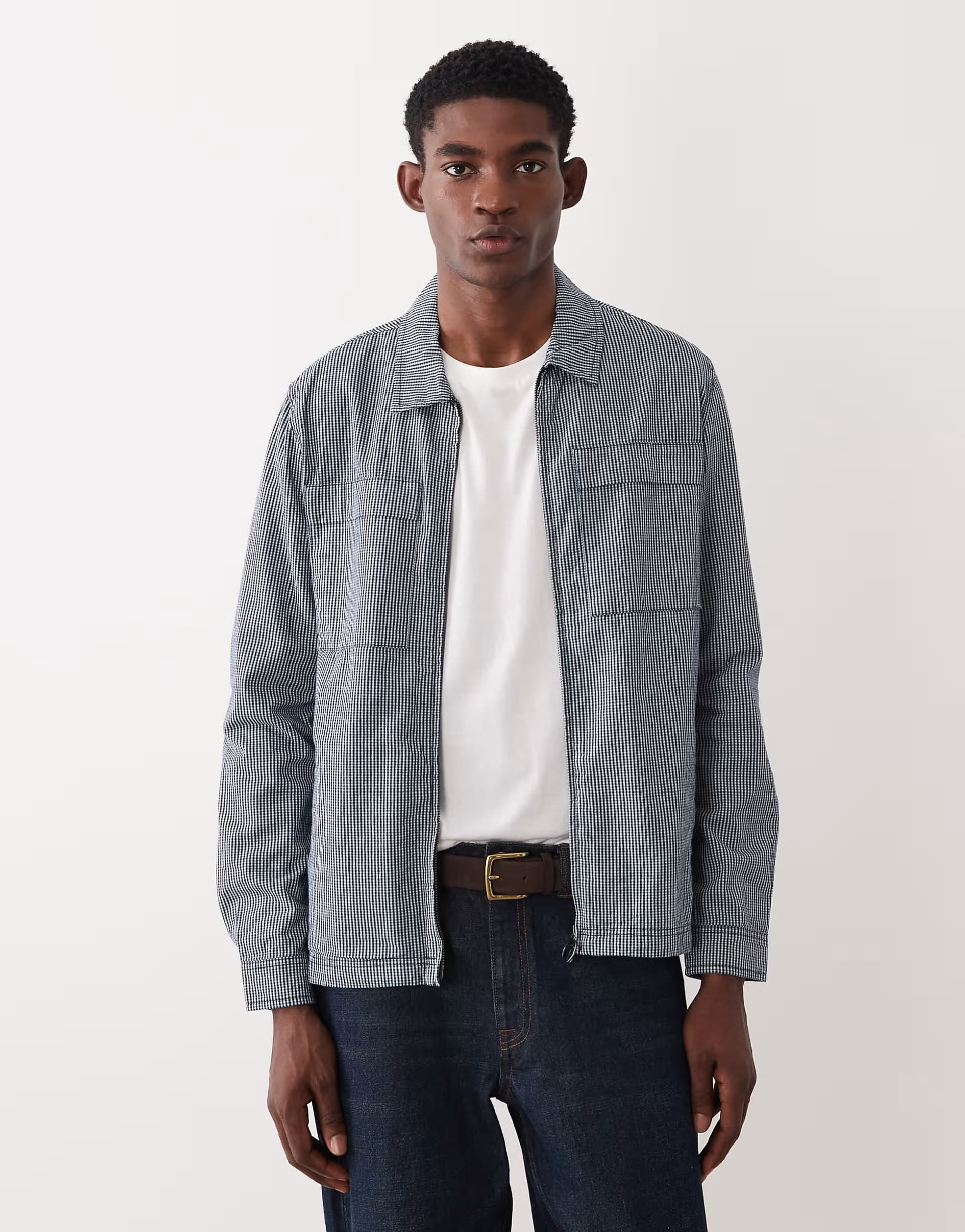 ASOS Barbour Willowburn gingham zip through overshirt in navy