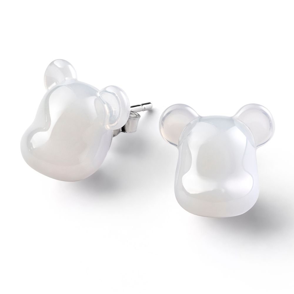 baccarat baccarat Women's BearBrick Stud Earrings, Silver & White Crystal, Pair 2814122 - 1