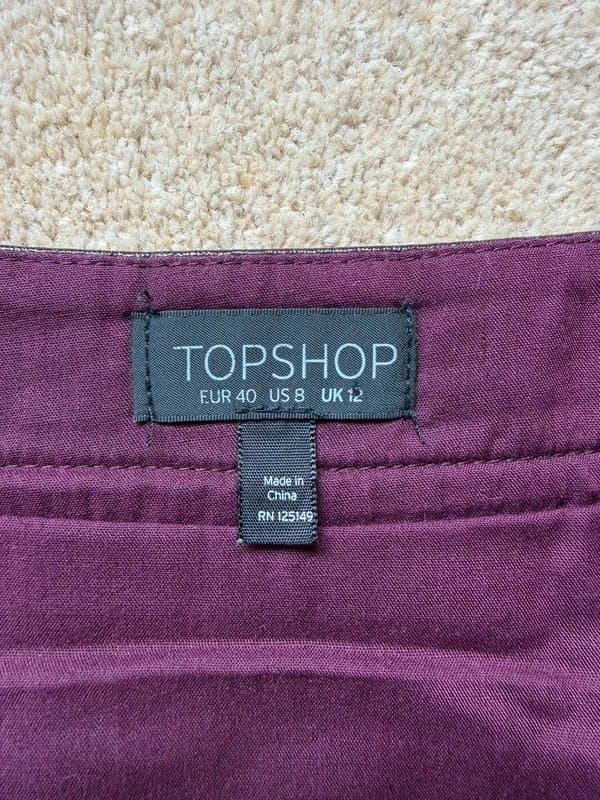 Topshop Topshop PU Leather Mini Skirt – Burgundy – UK 12