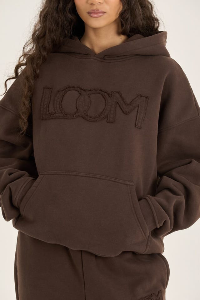 Loom Archives Loom Archives Women's LOOM Applique Washed Oversized Hoodie in Chocolate - 3