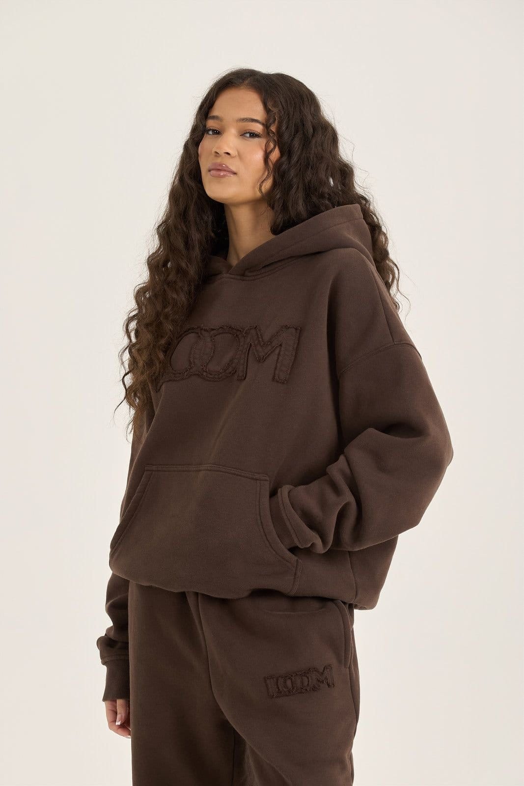Loom Archives Loom Archives Women's LOOM Applique Washed Oversized Hoodie in Chocolate - 4