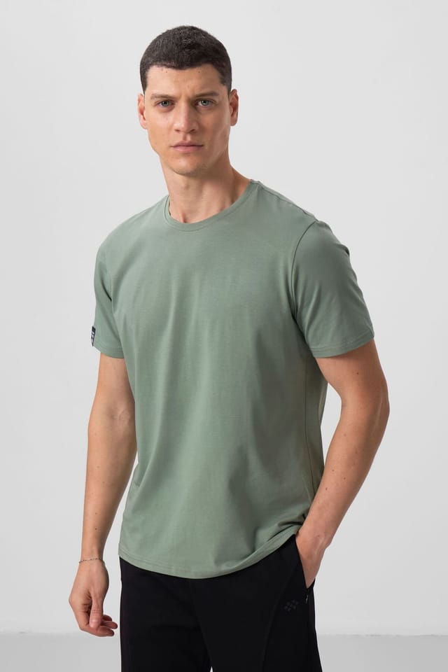 Tommy Life Tommy Life Men's Cotton Elastane Crew Neck T-Shirt in Green - 2