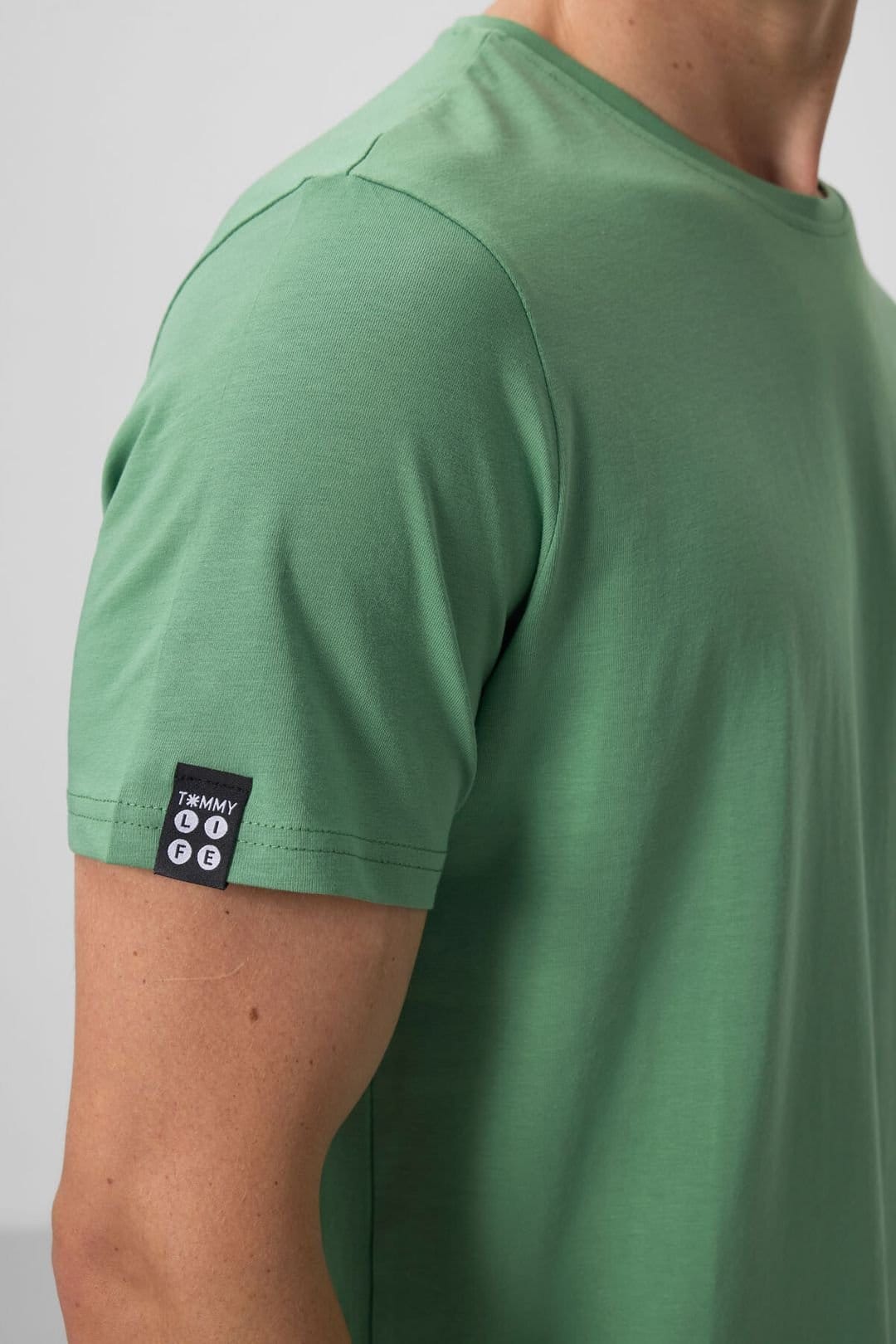 Tommy Life Tommy Life Men's Cotton Elastane Crew Neck T-Shirt in Green - 4